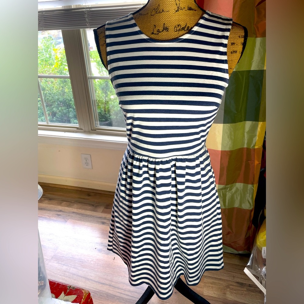 Altar’d State Small Navy & White Stripe Sleeveless Dress